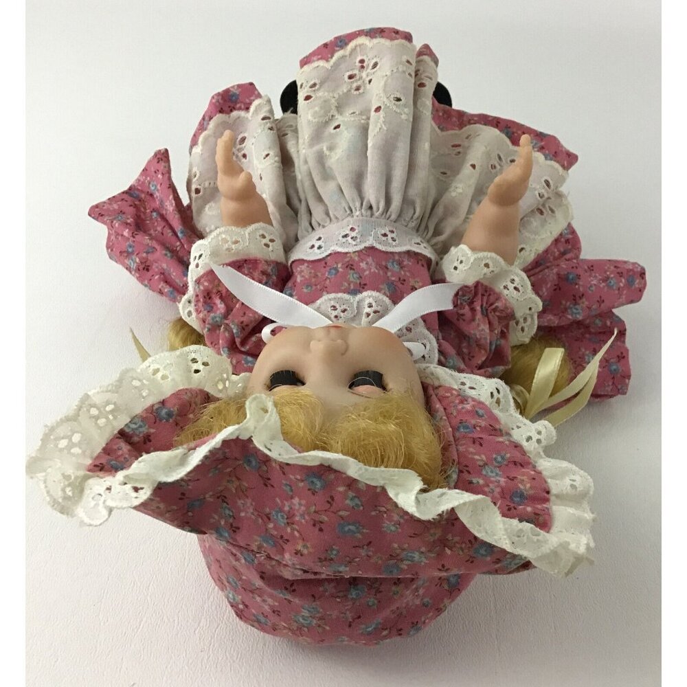 Rothschild Doll Co. Vinyl Jointed 1985 Blonde Braids Green Eyes 11” Floral Dress - Picture 16 of 16